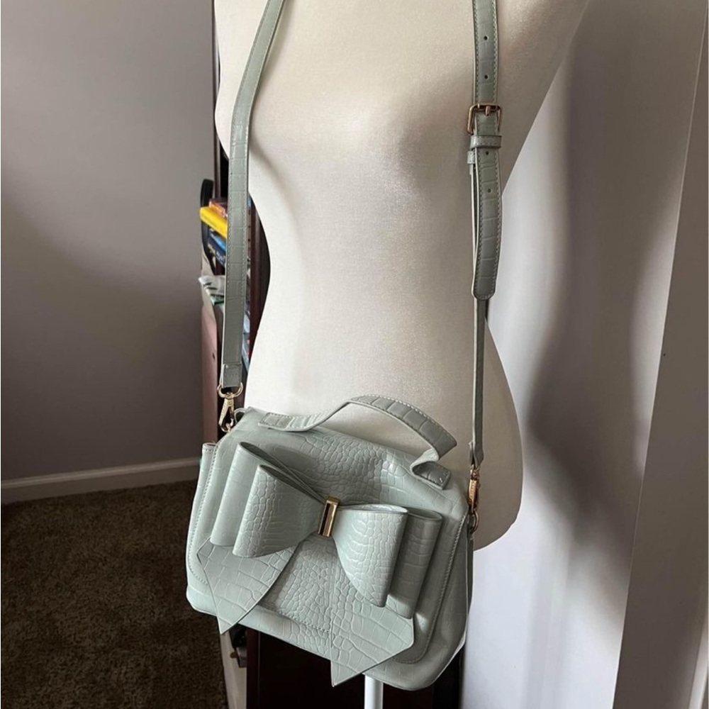 Mint Green Bow Crossbody - Leather